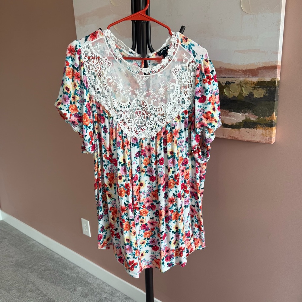 Torrid Floral Lace Blouse - Multicolor